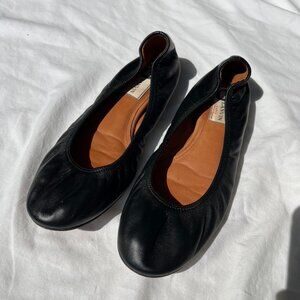Lanvin Black Leather Ballet Flats - Women's Size 39